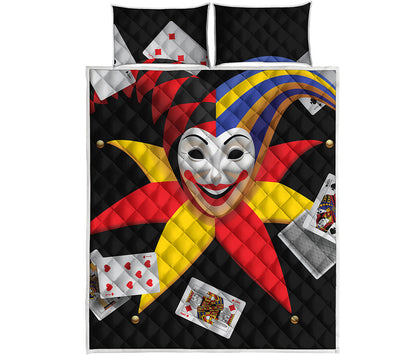 Joker And Playing Cards Print Quilt Bed Set