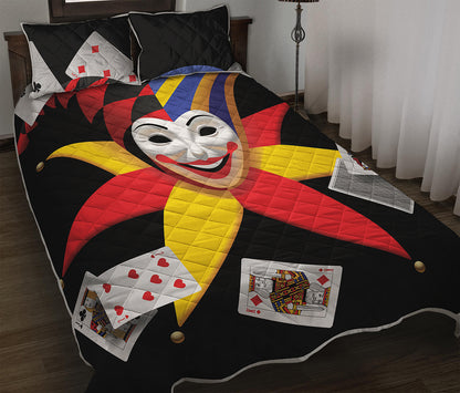 Joker And Playing Cards Print Quilt Bed Set