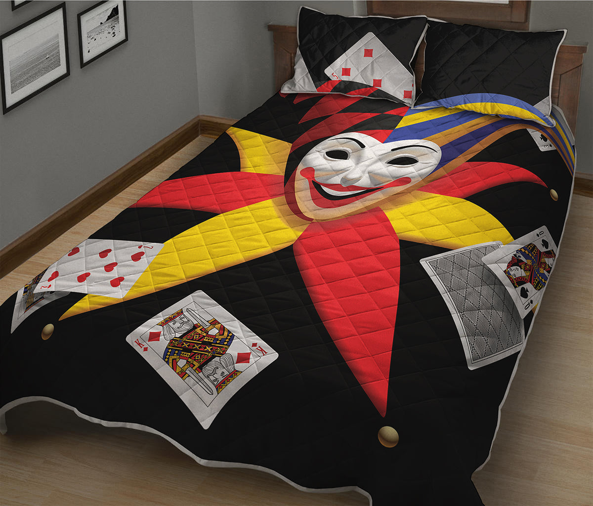 Joker And Playing Cards Print Quilt Bed Set