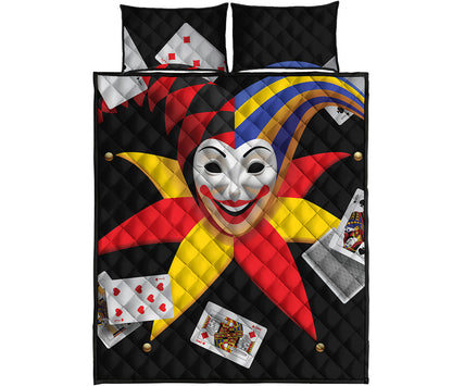 Joker And Playing Cards Print Quilt Bed Set
