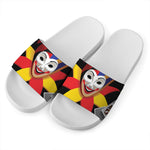 Joker And Playing Cards Print White Slide Sandals