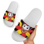 Joker And Playing Cards Print White Slide Sandals