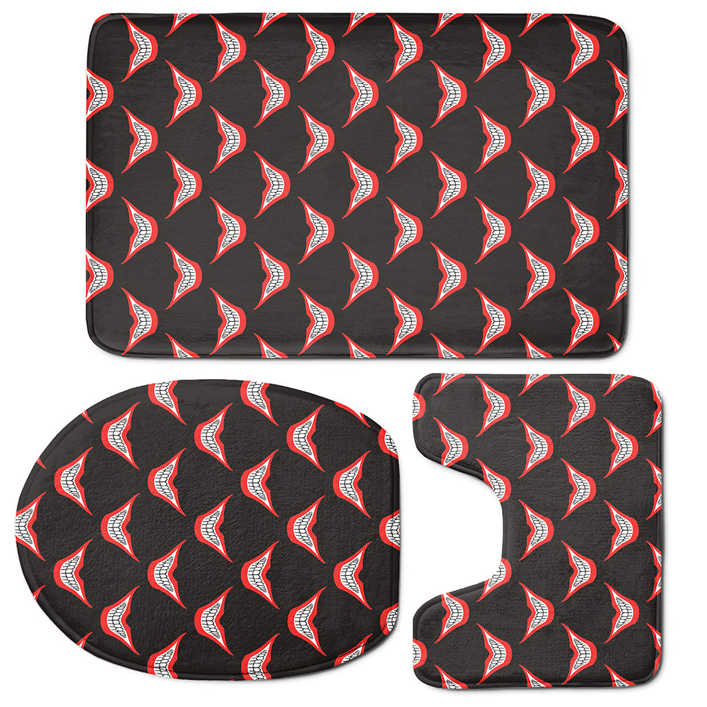 Joker Smile Pattern Print 3 Piece Bath Mat Set