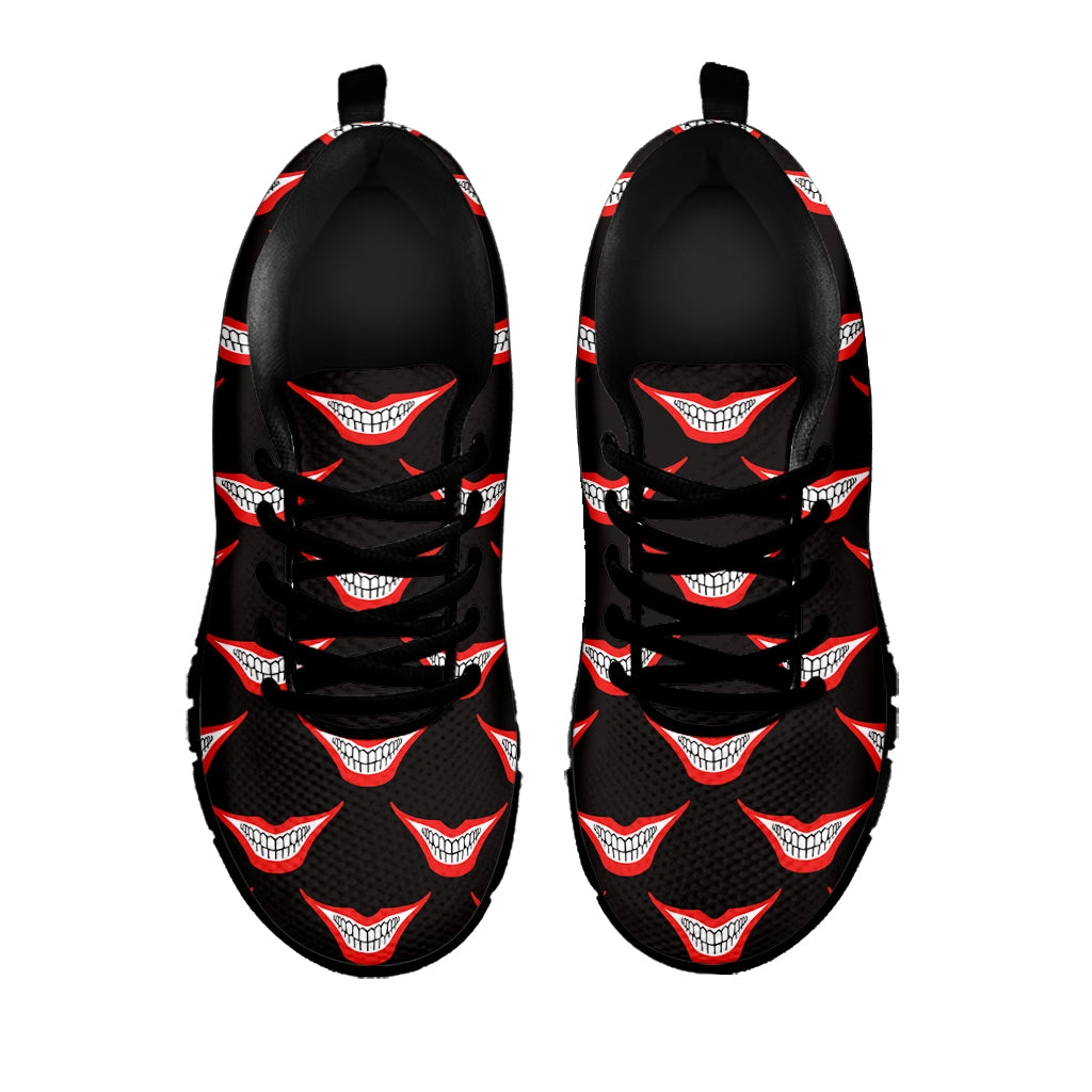 Joker Smile Pattern Print Black Sneakers