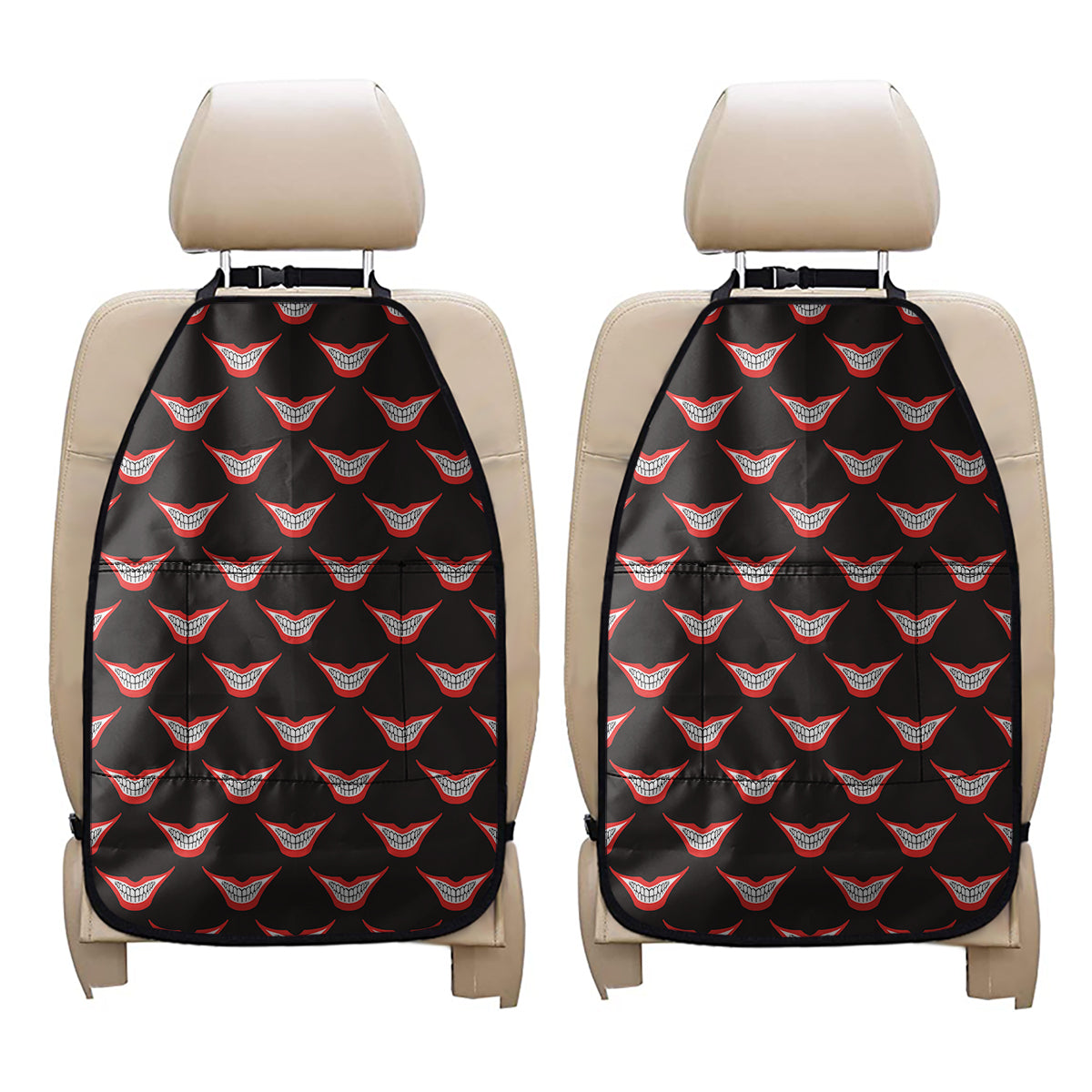 Joker Smile Pattern Print Car Seat Organizers