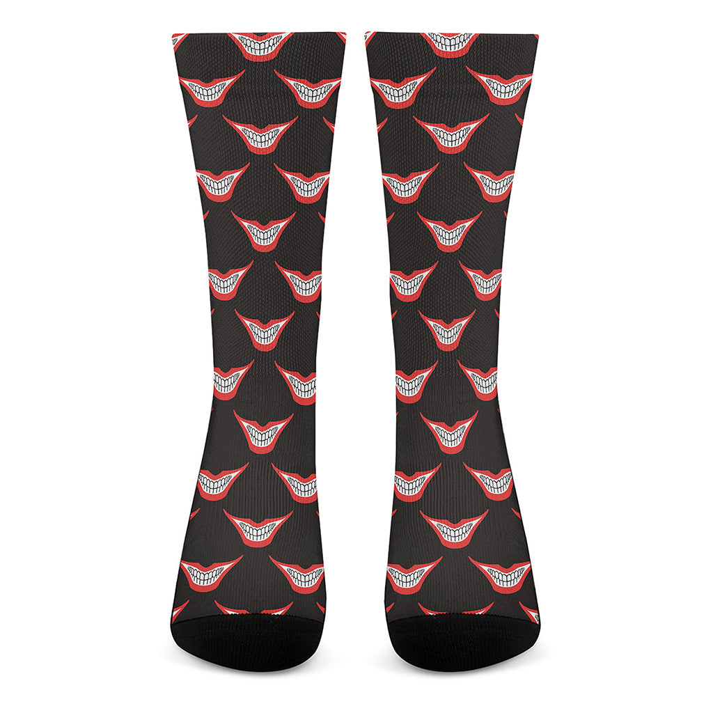 Joker Smile Pattern Print Crew Socks