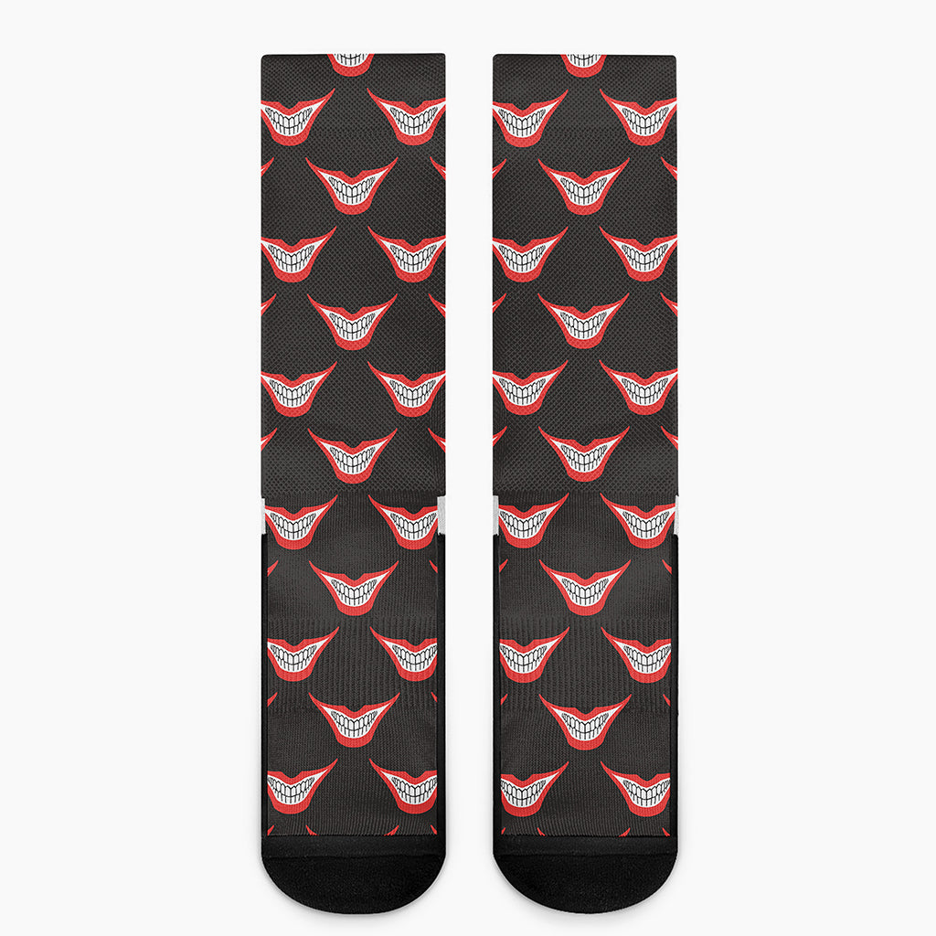 Joker Smile Pattern Print Crew Socks