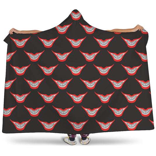 Joker Smile Pattern Print Hooded Blanket