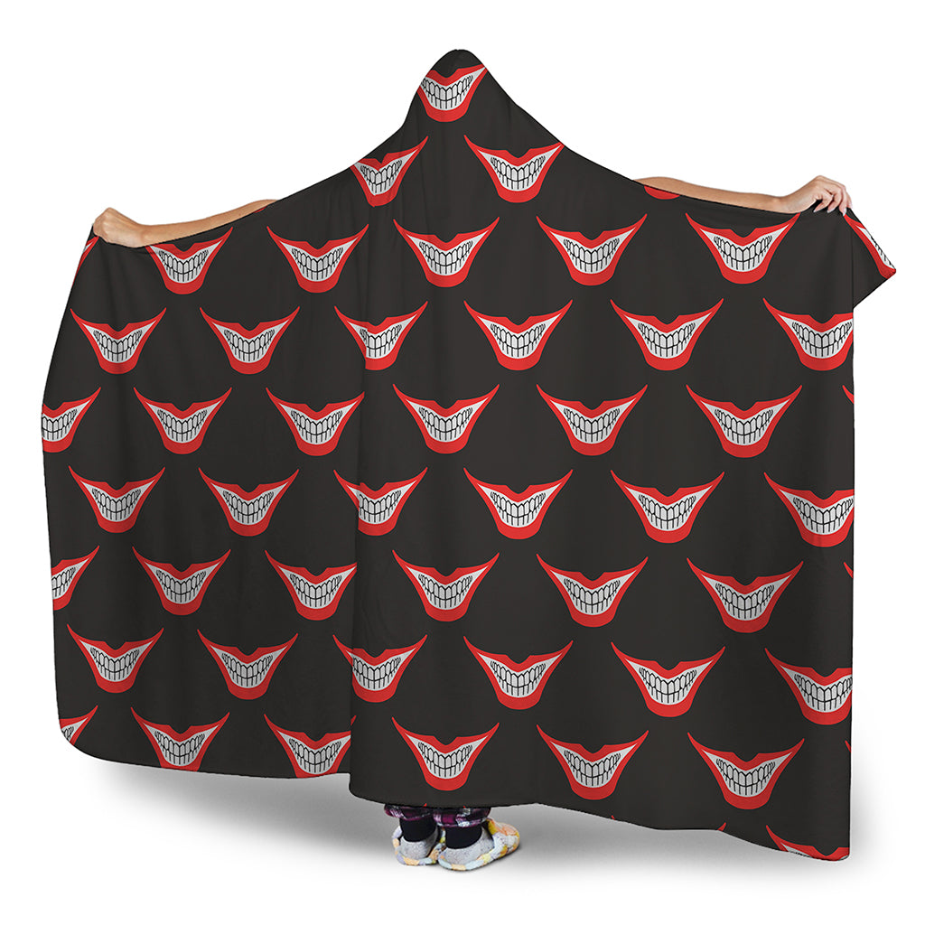 Joker Smile Pattern Print Hooded Blanket