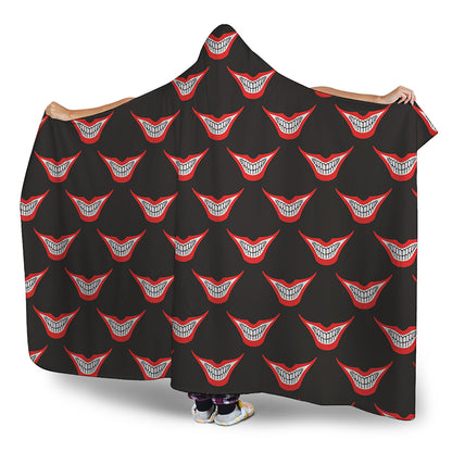 Joker Smile Pattern Print Hooded Blanket