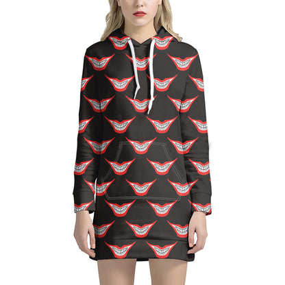 Joker Smile Pattern Print Hoodie Dress