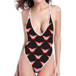 Joker Smile Pattern Print One Piece High Cut Swimsuit
