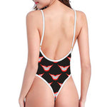 Joker Smile Pattern Print One Piece High Cut Swimsuit