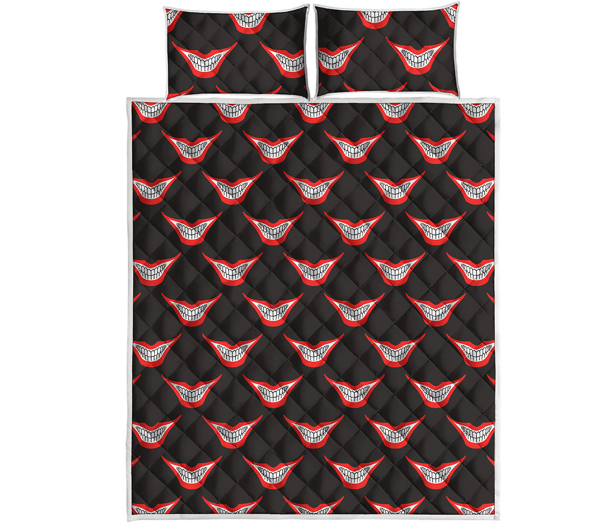 Joker Smile Pattern Print Quilt Bed Set