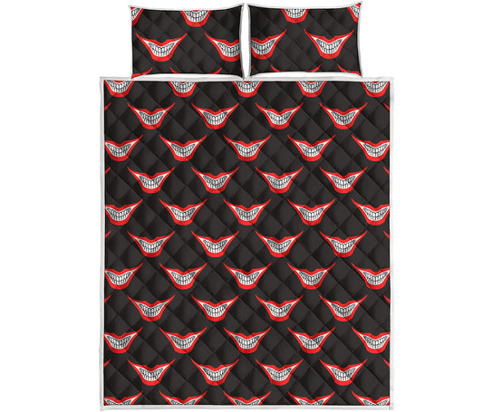 Joker Smile Pattern Print Quilt Bed Set