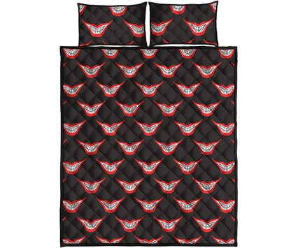 Joker Smile Pattern Print Quilt Bed Set