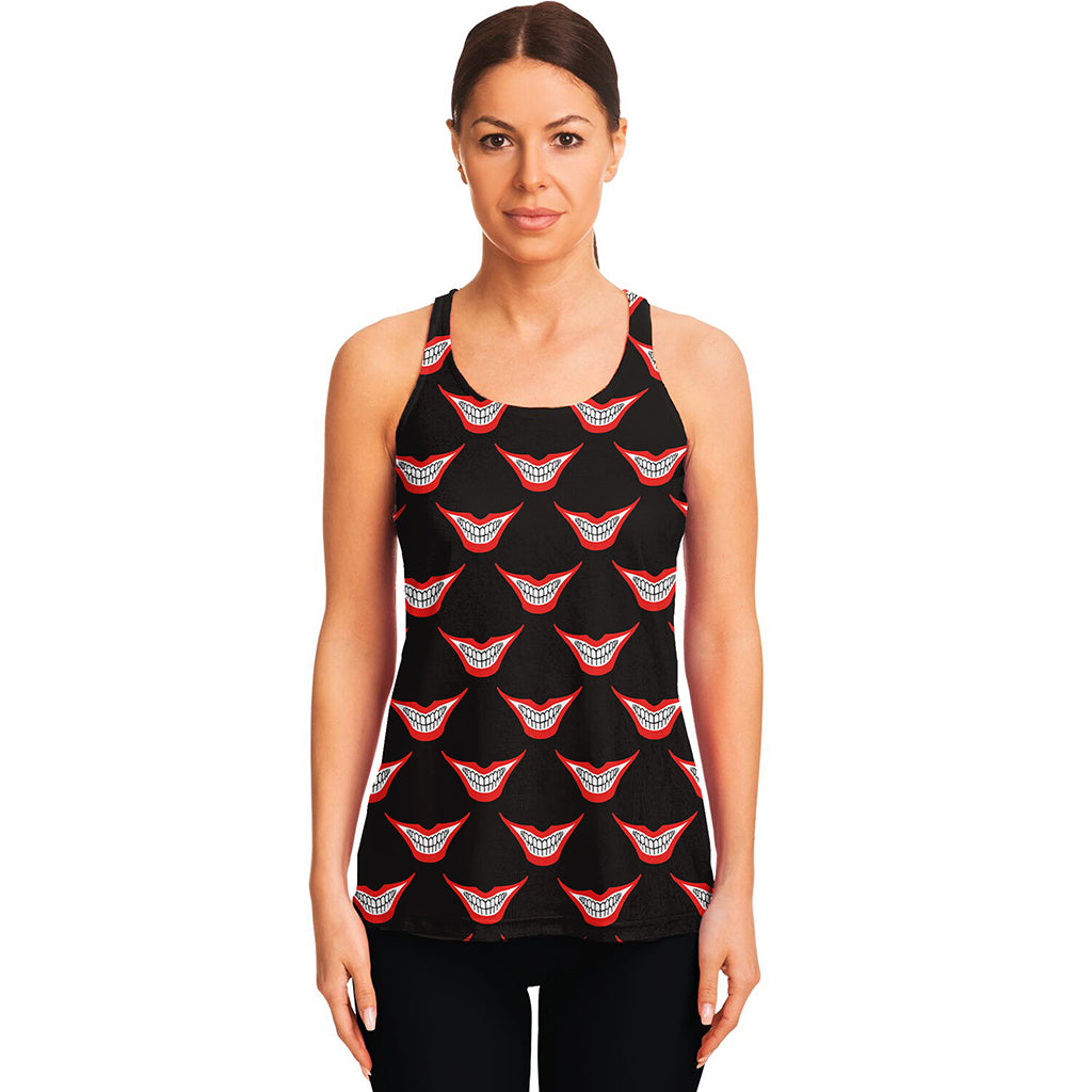 Joker Smile Pattern Print Women's Racerback Tank Top