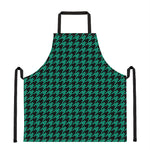 Jungle Green And Black Houndstooth Print Apron