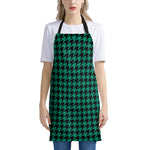 Jungle Green And Black Houndstooth Print Apron