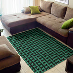 Jungle Green And Black Houndstooth Print Area Rug