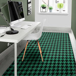 Jungle Green And Black Houndstooth Print Area Rug