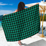 Jungle Green And Black Houndstooth Print Beach Sarong Wrap