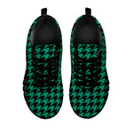 Jungle Green And Black Houndstooth Print Black Sneakers
