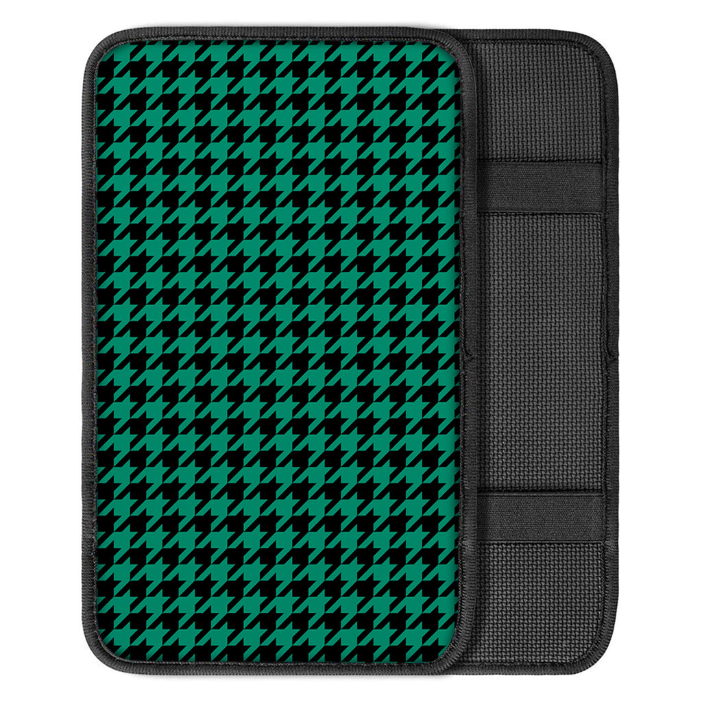 Jungle Green And Black Houndstooth Print Car Center Console Cover