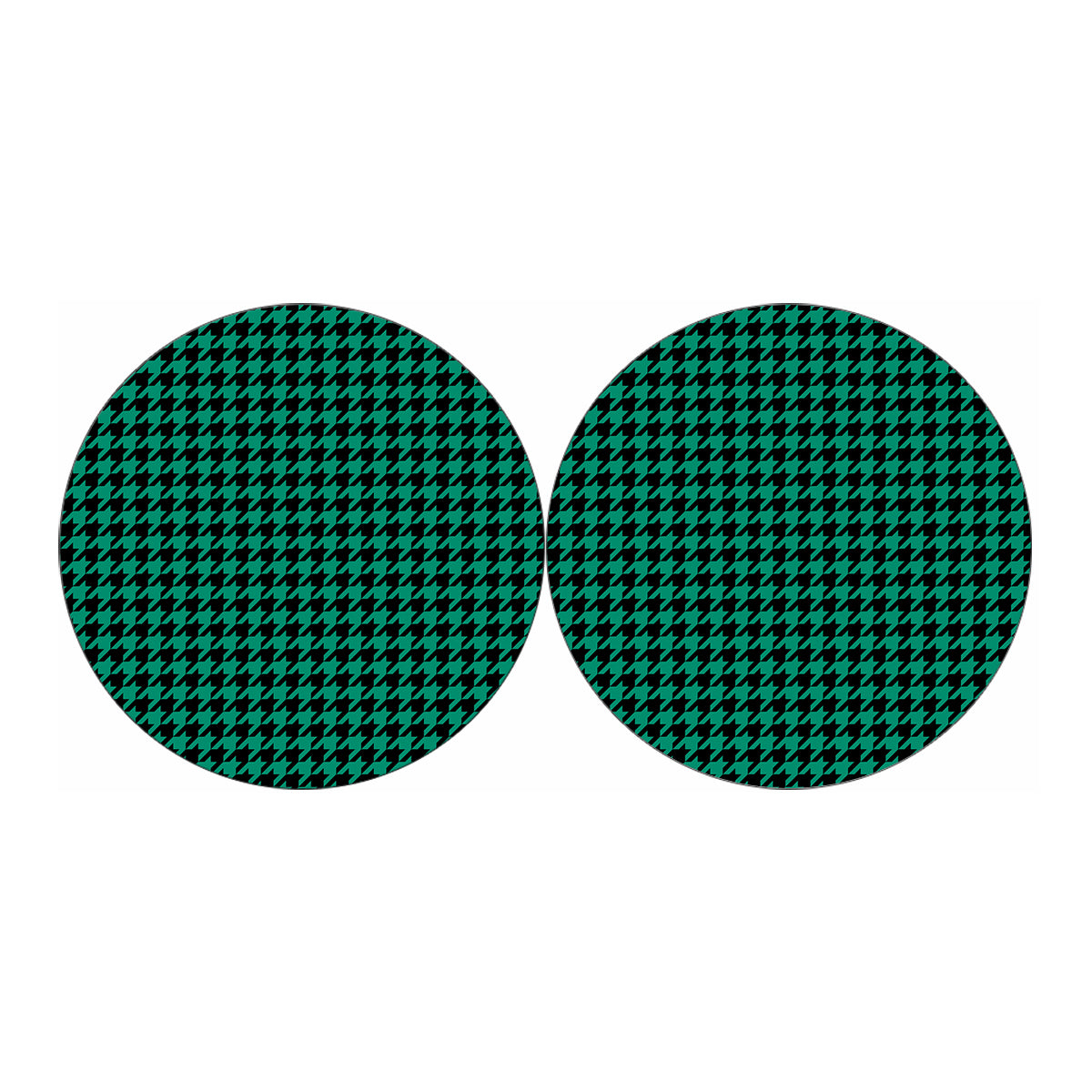 Jungle Green And Black Houndstooth Print Car Coasters