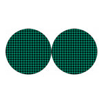 Jungle Green And Black Houndstooth Print Car Coasters