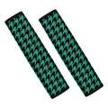 Jungle Green And Black Houndstooth Print Car Seat Belt Covers