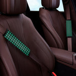 Jungle Green And Black Houndstooth Print Car Seat Belt Covers