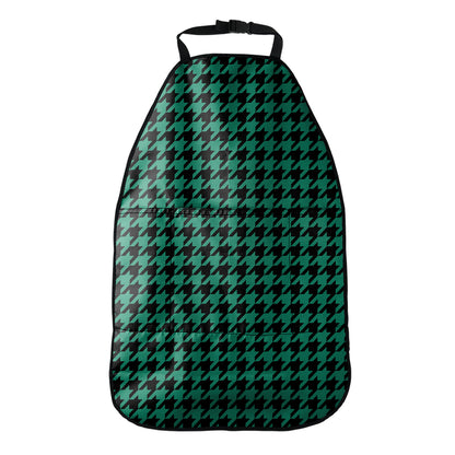 Jungle Green And Black Houndstooth Print Car Seat Organizers