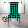 Jungle Green And Black Houndstooth Print Dining Chair Slipcover