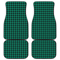 Jungle Green And Black Houndstooth Print Front and Back Car Floor Mats