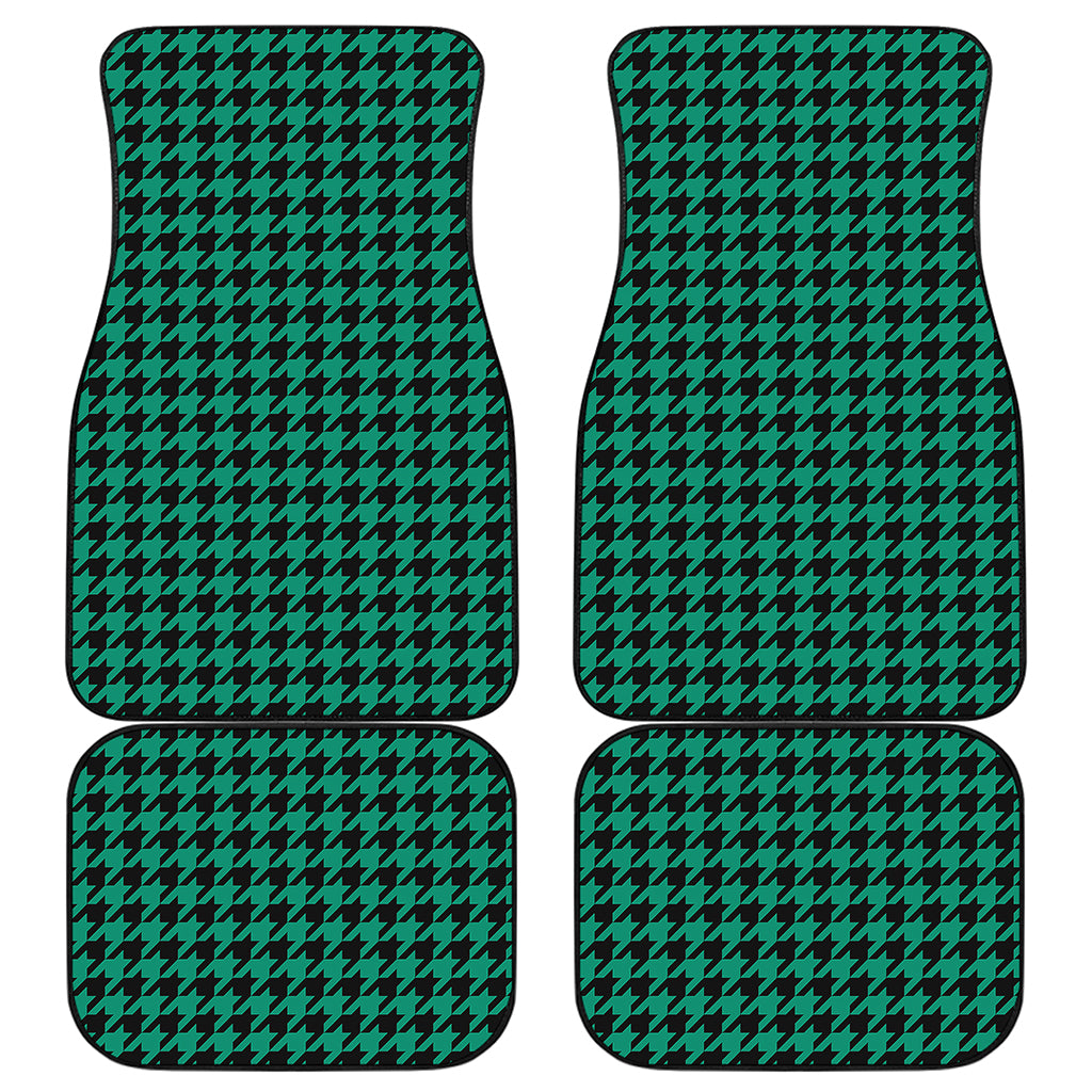 Jungle Green And Black Houndstooth Print Front and Back Car Floor Mats