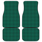 Jungle Green And Black Houndstooth Print Front and Back Car Floor Mats