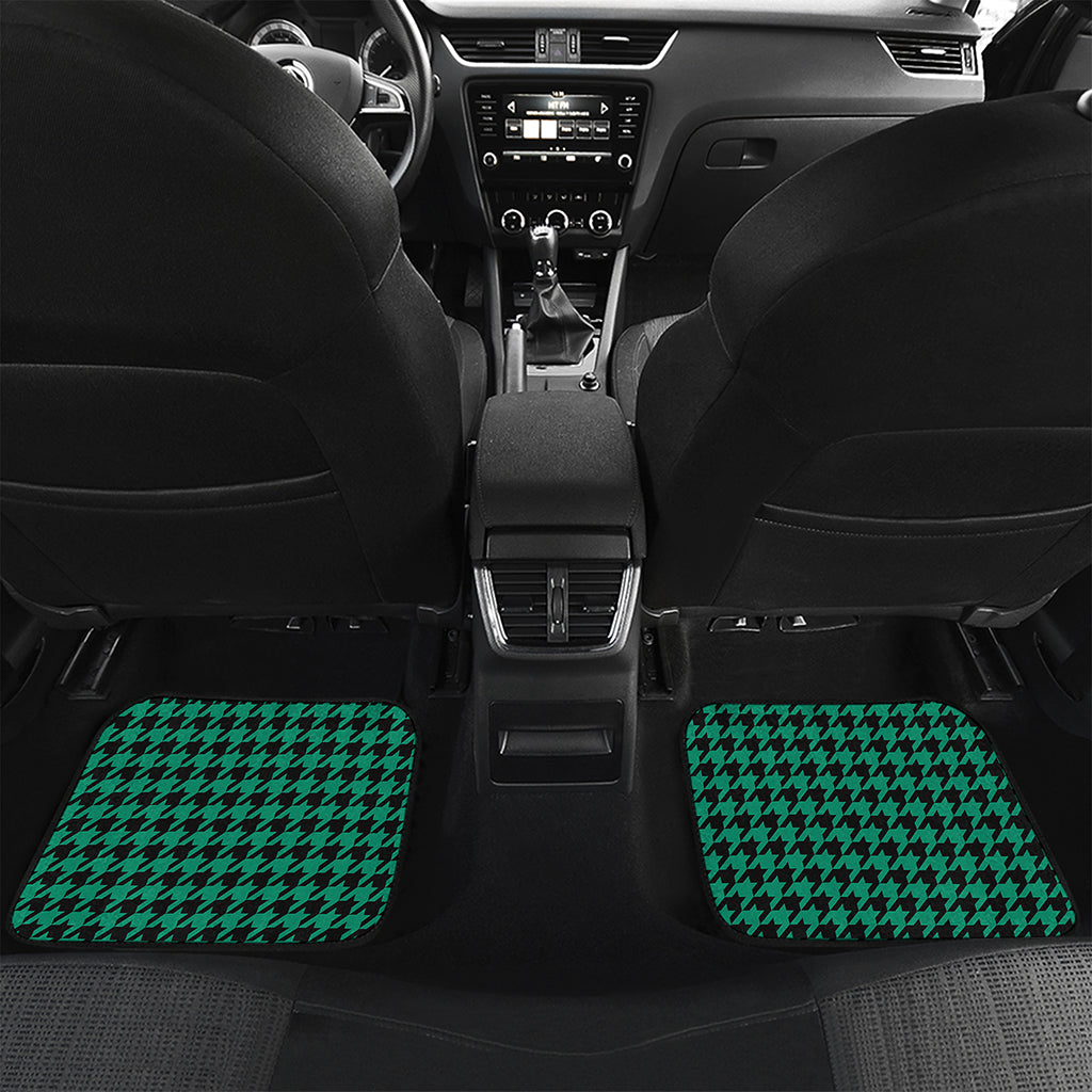 Jungle Green And Black Houndstooth Print Front and Back Car Floor Mats