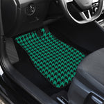 Jungle Green And Black Houndstooth Print Front and Back Car Floor Mats
