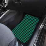 Jungle Green And Black Houndstooth Print Front and Back Car Floor Mats