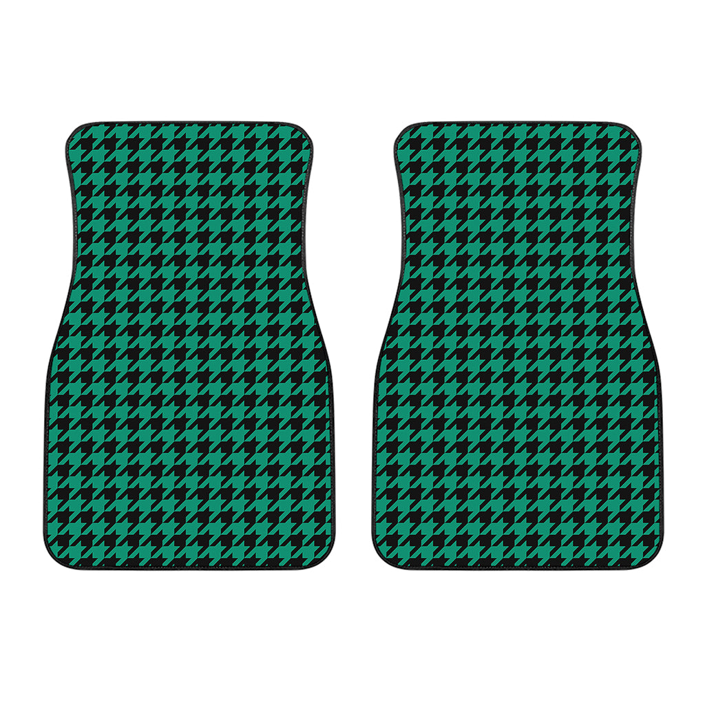 Jungle Green And Black Houndstooth Print Front Car Floor Mats