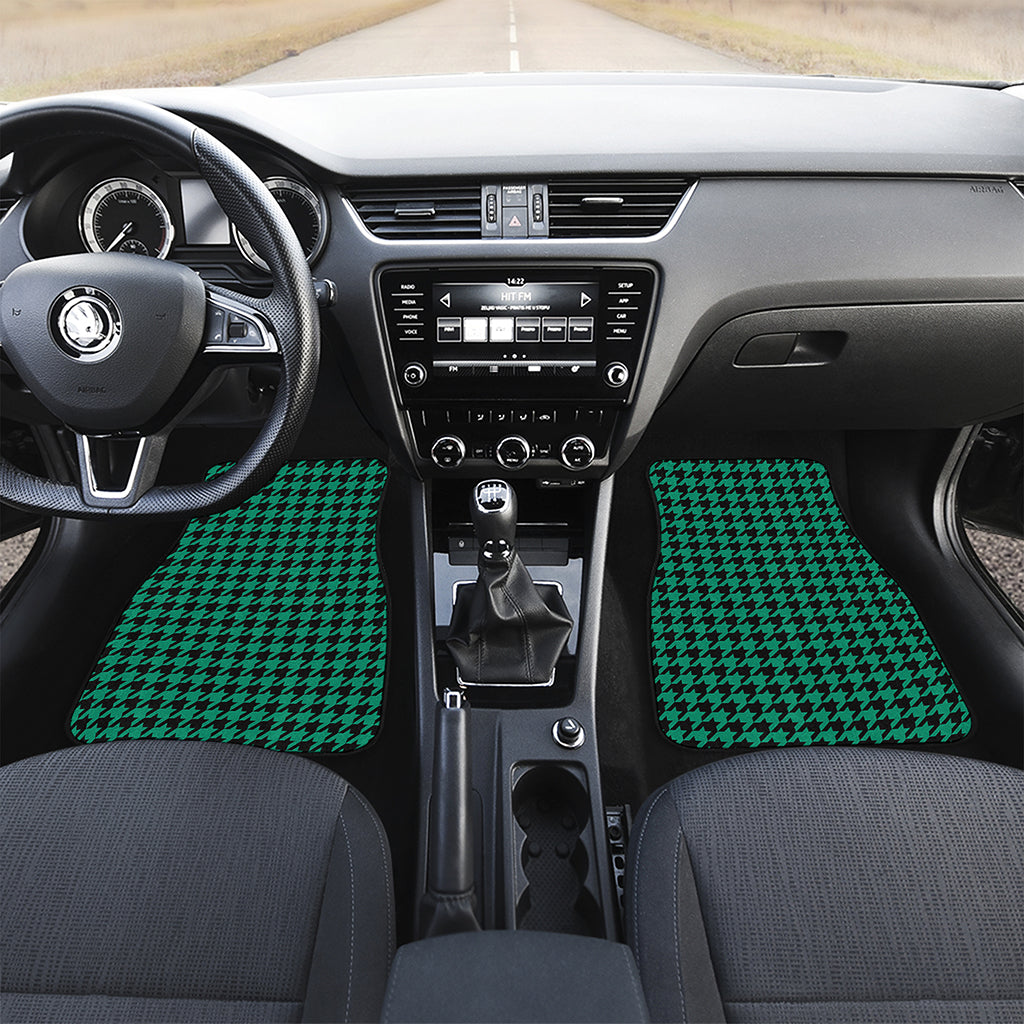 Jungle Green And Black Houndstooth Print Front Car Floor Mats