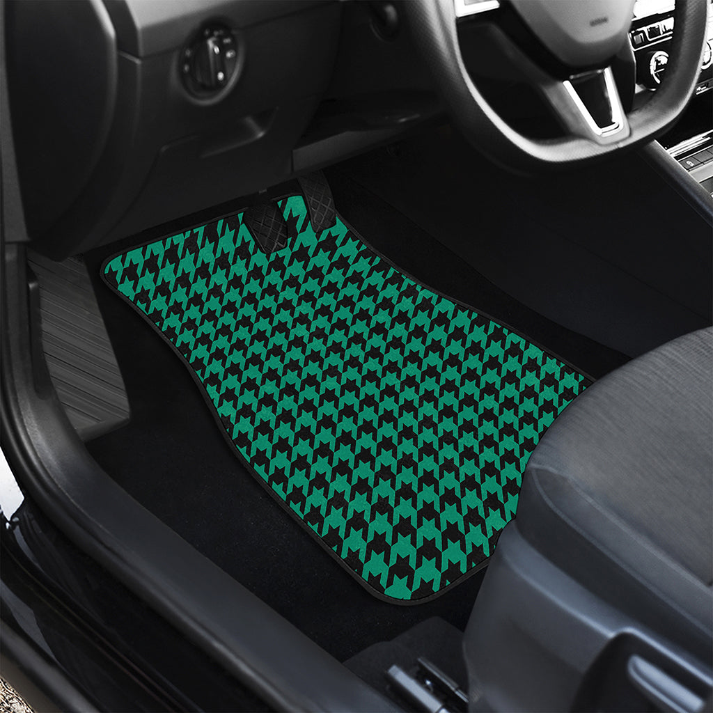 Jungle Green And Black Houndstooth Print Front Car Floor Mats