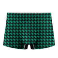 Jungle Green And Black Houndstooth Print Men's Boxer Briefs