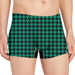Jungle Green And Black Houndstooth Print Men's Boxer Briefs