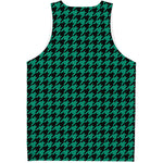 Jungle Green And Black Houndstooth Print Men's Tank Top