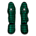 Jungle Green And Black Houndstooth Print Muay Thai Shin Guards