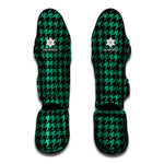 Jungle Green And Black Houndstooth Print Muay Thai Shin Guard