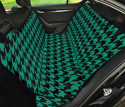 Jungle Green And Black Houndstooth Print Pet Car Back Seat Cover