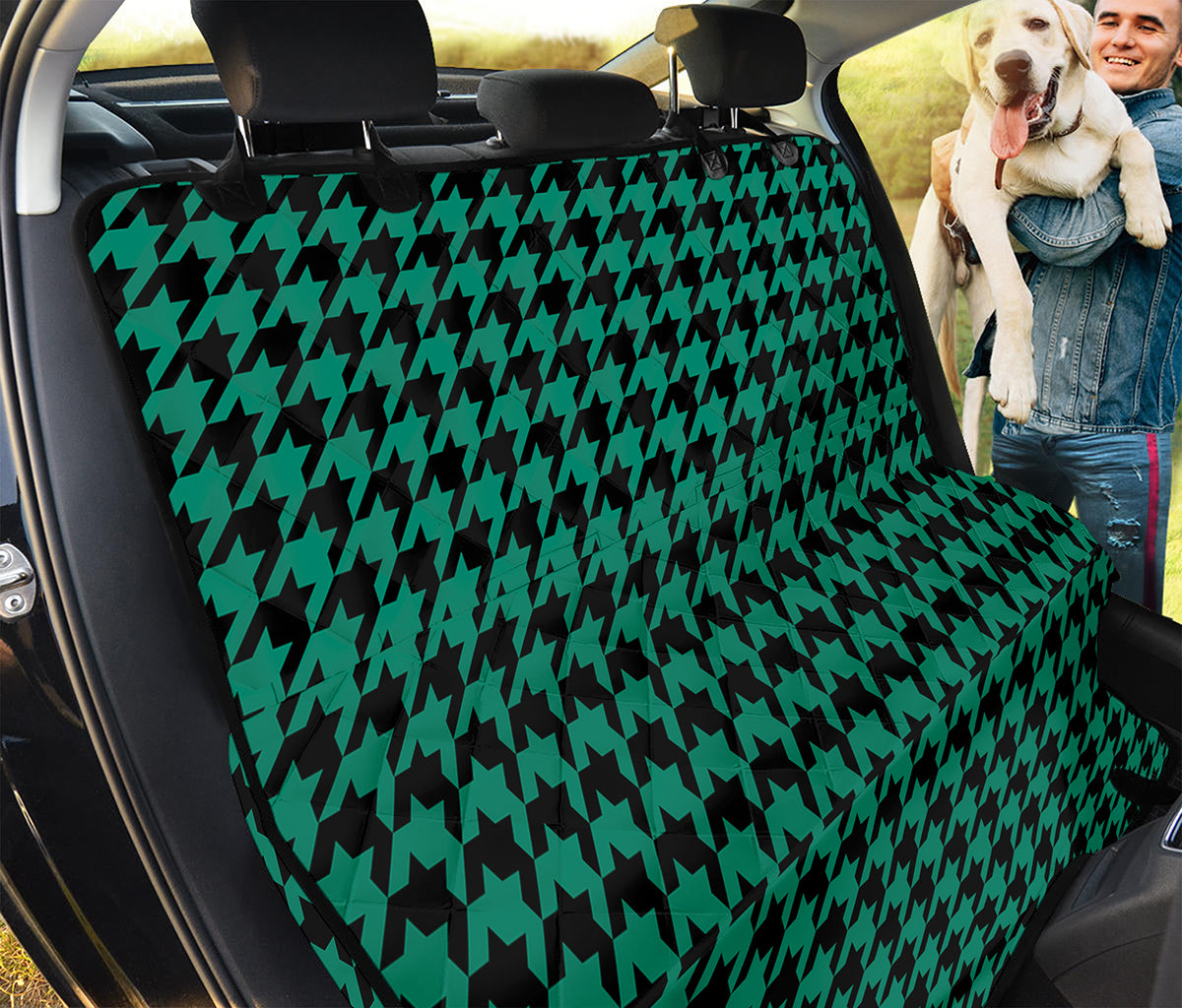 Jungle Green And Black Houndstooth Print Pet Car Back Seat Cover